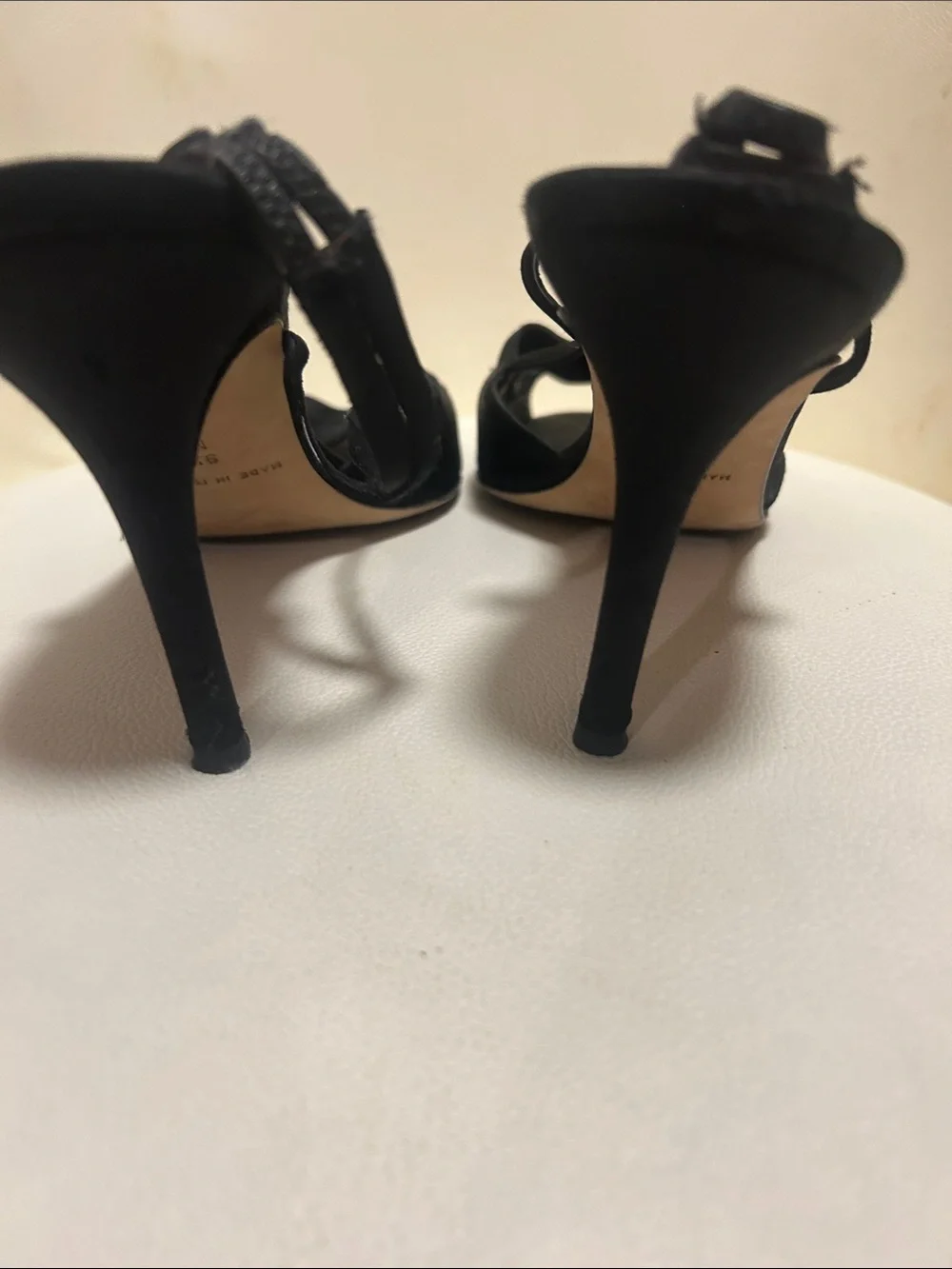 kate spade Black Satin Slingback Heels with Pink Insole